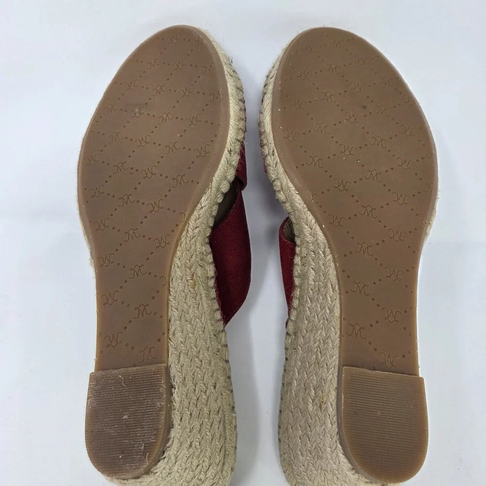 Johnston & Murphy Red Suede Espadrille Wedge Sandals Womens 9.5 M 78-41404
